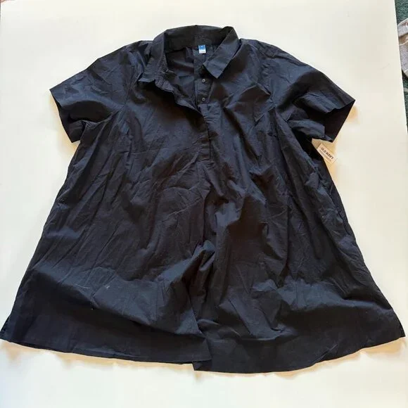 NWT Old Navy Mini Shirt Dress Black 100% Cotton - Picture 2 of 11